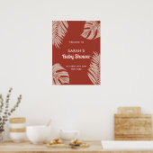 Elegant Boho Tropical Leaves Baby shower Welkom Poster (Keuken)