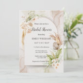 Elegant Boho Tropical Pampas Grass Bridal Shower Kaart (Staand voorkant)