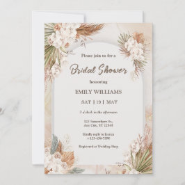 Elegant Boho Tropical Pampas Grass Bridal Shower Kaart