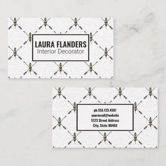 Elegant Boho Veerontwerp Visitekaartje (Voorkant / Achterkant)