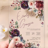Elegant Boho Victoriaans Rose Boeket Acryl Uitnodigingen