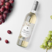 Elegant Boho Watercolor Wildflowers Christening Wijn Etiket