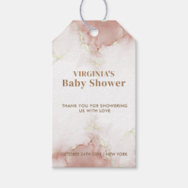 Elegant Boho Waterverf Agaat Goud Baby shower Cadeaulabel