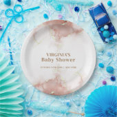 Elegant Boho Waterverf Agaat Goud Baby shower Papieren Bordje (Feest)