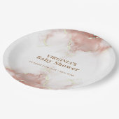 Elegant Boho Waterverf Agaat Goud Baby shower Papieren Bordje (Gekanteld)