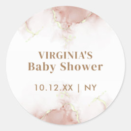 Elegant Boho Waterverf Agaat Goud Baby shower Ronde Sticker
