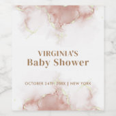 Elegant Boho Waterverf Agaat Goud Baby shower Wijn Etiket (Enkel label)