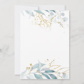 Elegant Boho Waterverf Blauw Bloemen Goud Bruiloft Kaart (Achterkant)