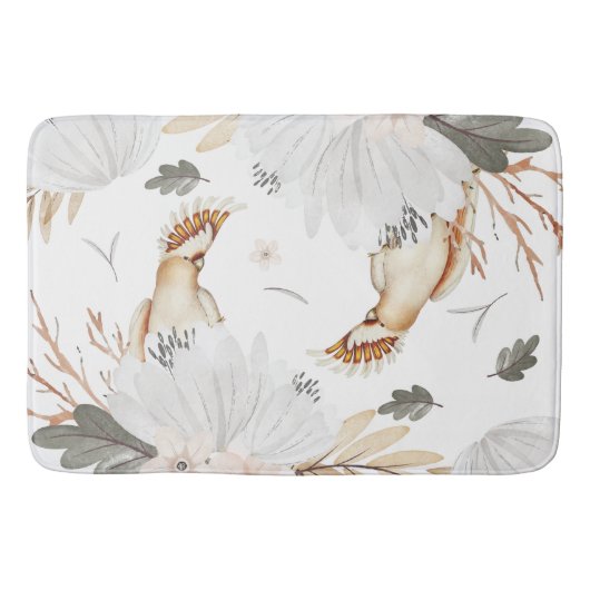 Elegant Boho Waterverf bloemen & vogels Badmat (Voorkant)