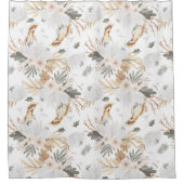 Elegant Boho Waterverf bloemen & vogels Douchegordijn (Voorkant)