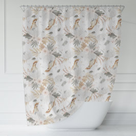 Elegant Boho Waterverf bloemen & vogels Douchegordijn