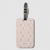 Elegant Boho Waterverf Bloemvlinder Monogram Bagagelabel (Voorkant (verticaal))