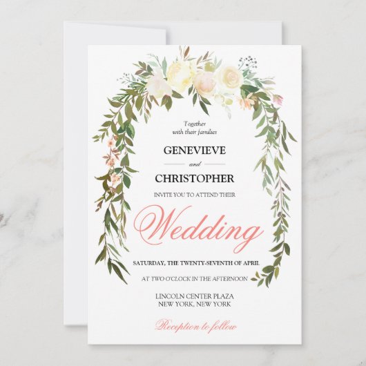 Elegant Boho Waterverf Coral Floral Kaart (Voorkant)