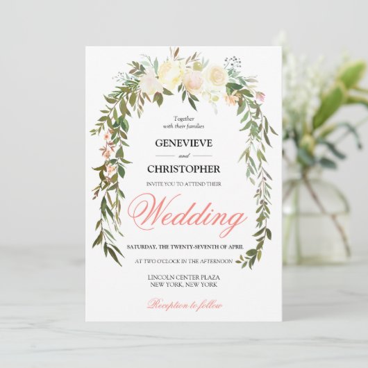 Elegant Boho Waterverf Coral Floral Kaart (Staand voorkant)