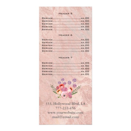 Elegant boho waterverf floral bouquet marmer reclamekaart (Achterkant)