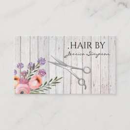 Elegant boho waterverf floral scissors wood afsprakenkaartje