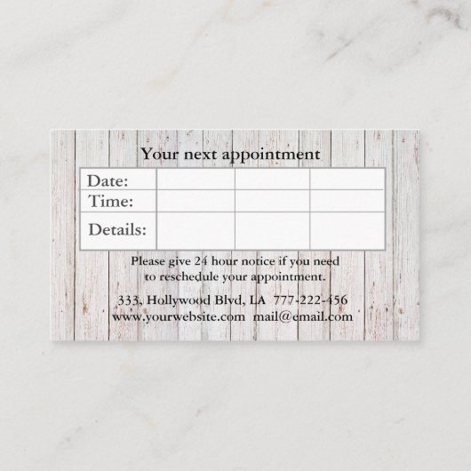 Elegant boho waterverf floral scissors wood afsprakenkaartje (Achterkant)