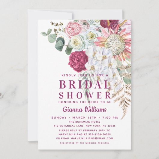 Elegant Boho Waterverf Floral Vrijgezellenfeest Kaart (Voorkant)