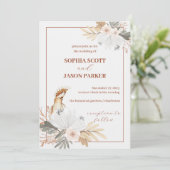 Elegant Boho Waterverf Flower Wedding Kaart (Staand voorkant)