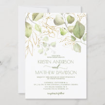Elegant Boho Waterverf Greenery Gold Wedding