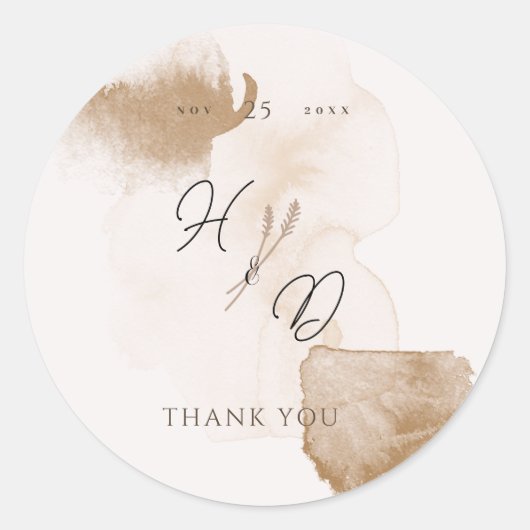 Elegant Boho Waterverf Ronde Sticker (Voorkant)
