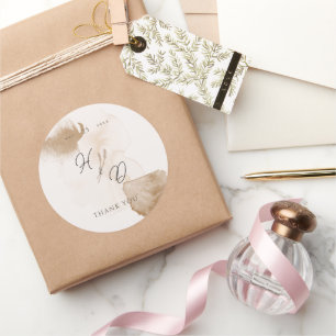 Elegant Boho Waterverf Ronde Sticker