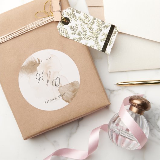 Elegant Boho Waterverf Ronde Sticker (Geschenken)