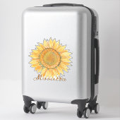 Elegant Boho Waterverf Sunflower Art, gepersonalis Sticker (Koffer)