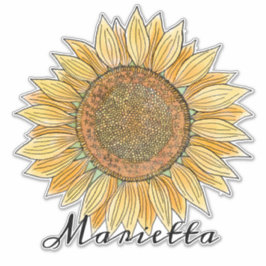 Elegant Boho Waterverf Sunflower Art, gepersonalis Sticker