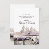Elegant Boho Waterverf Venetië Script Bruiloft Bedankkaart (Voorkant / Achterkant)