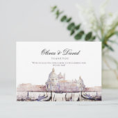 Elegant Boho Waterverf Venetië Script Bruiloft Bedankkaart (Staand voorkant)
