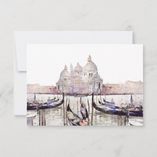 Elegant Boho Waterverf Venetië Script Bruiloft Bedankkaart (Achterkant)