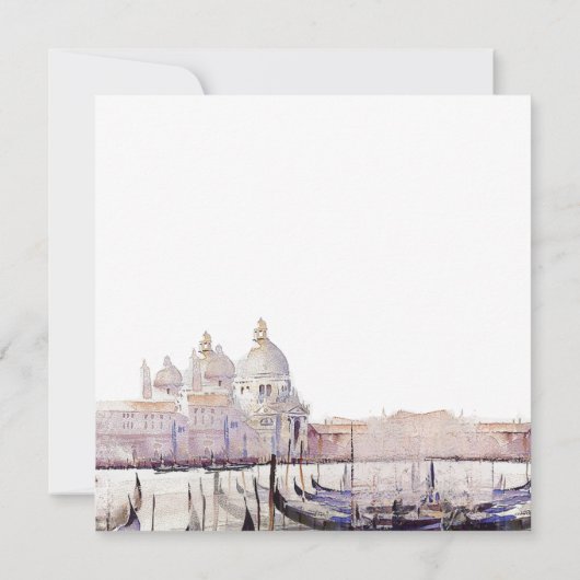 Elegant Boho Waterverf Venetië Script Bruiloft Kaart (Achterkant)