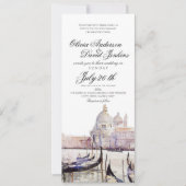 Elegant Boho Waterverf Venetië Script Bruiloft Kaart (Voorkant)