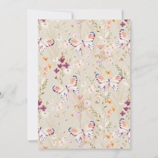 Elegant Boho Waterverf Wildflower Baby shower Kaart (Achterkant)