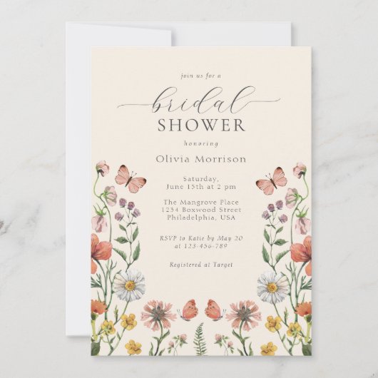 Elegant Boho Waterverf Wildflower Vrijgezellenfees Kaart (Voorkant)