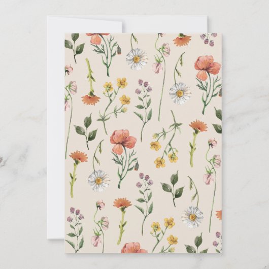 Elegant Boho Waterverf Wildflower Vrijgezellenfees Kaart (Achterkant)