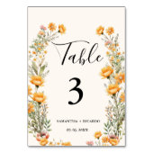 Elegant Boho Weadow Ivory Wildflower Wedding Tab Kaart (Achterkant)