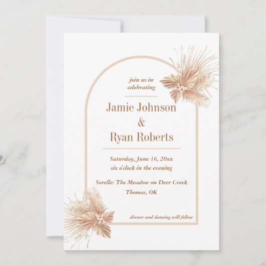 Elegant Boho Wedding Invitation Kaart (Voorkant)