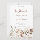 Elegant Boho Wedding: White Floral Terracotta Kaart (Voorkant)