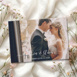 Elegant Boho Wedding with Beige & Yellow Flowers Bedankkaart