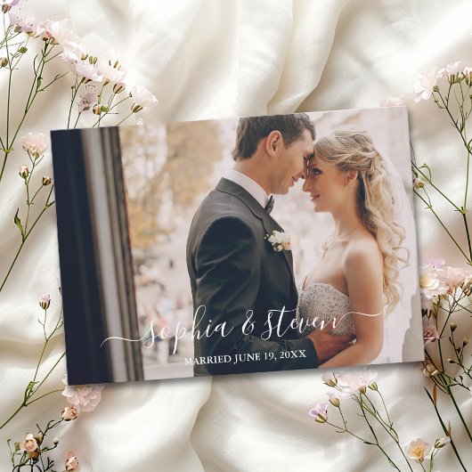 Elegant Boho Wedding with Beige & Yellow Flowers Bedankkaart