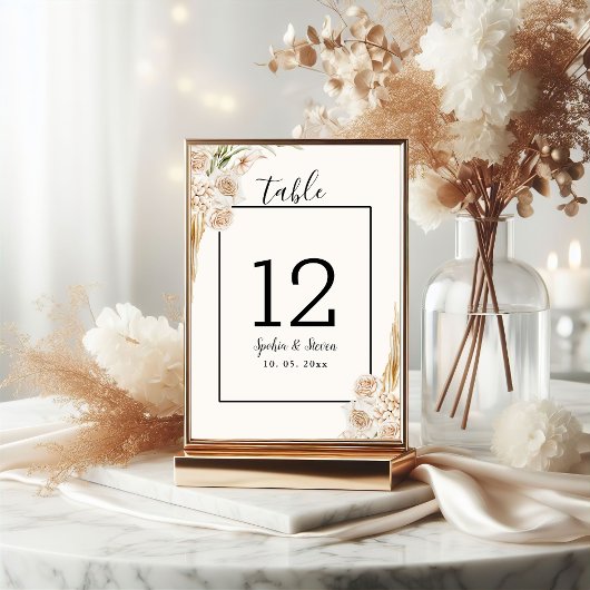 Elegant Boho Wedding with Beige & Yellow Flowers Kaart