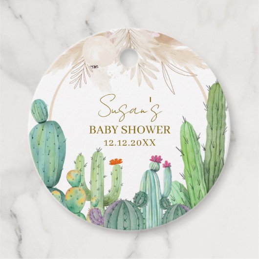 Elegant Boho Western Cactus Arch Baby shower Bedankjes Labels (Voorkant)