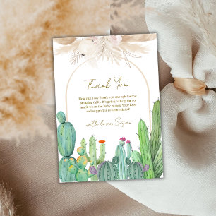 Elegant Boho Western Cactus Arch Baby shower Bedankkaart