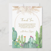 Elegant Boho Western Cactus Arch Baby shower Bedankkaart (Voorkant)