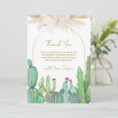 Elegant Boho Western Cactus Arch Baby shower Bedankkaart (Staand voorkant)