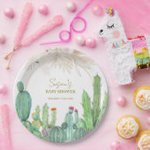 Elegant Boho Western Cactus Arch Baby shower Papieren Bordje (Feest)