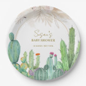 Elegant Boho Western Cactus Arch Baby shower Papieren Bordje (Voorkant)