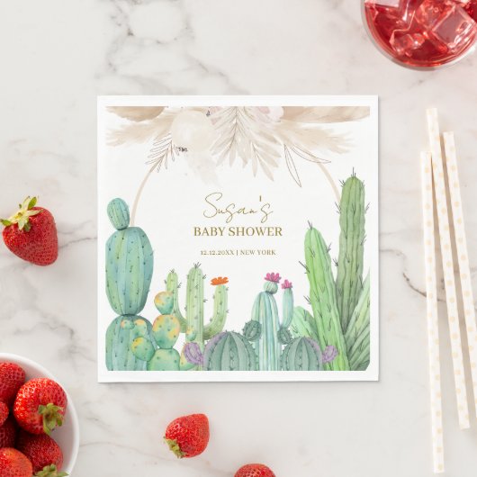 Elegant Boho Western Cactus Arch Baby shower Servet (Insitu)